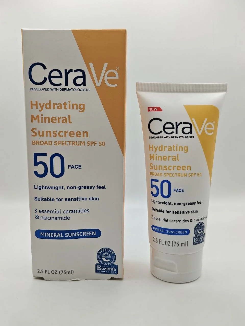 CeraVe Hydrating Mineral Sunscreen Broad Spectrum SPF 50 Face - 75ml / 2.5 FL OZ