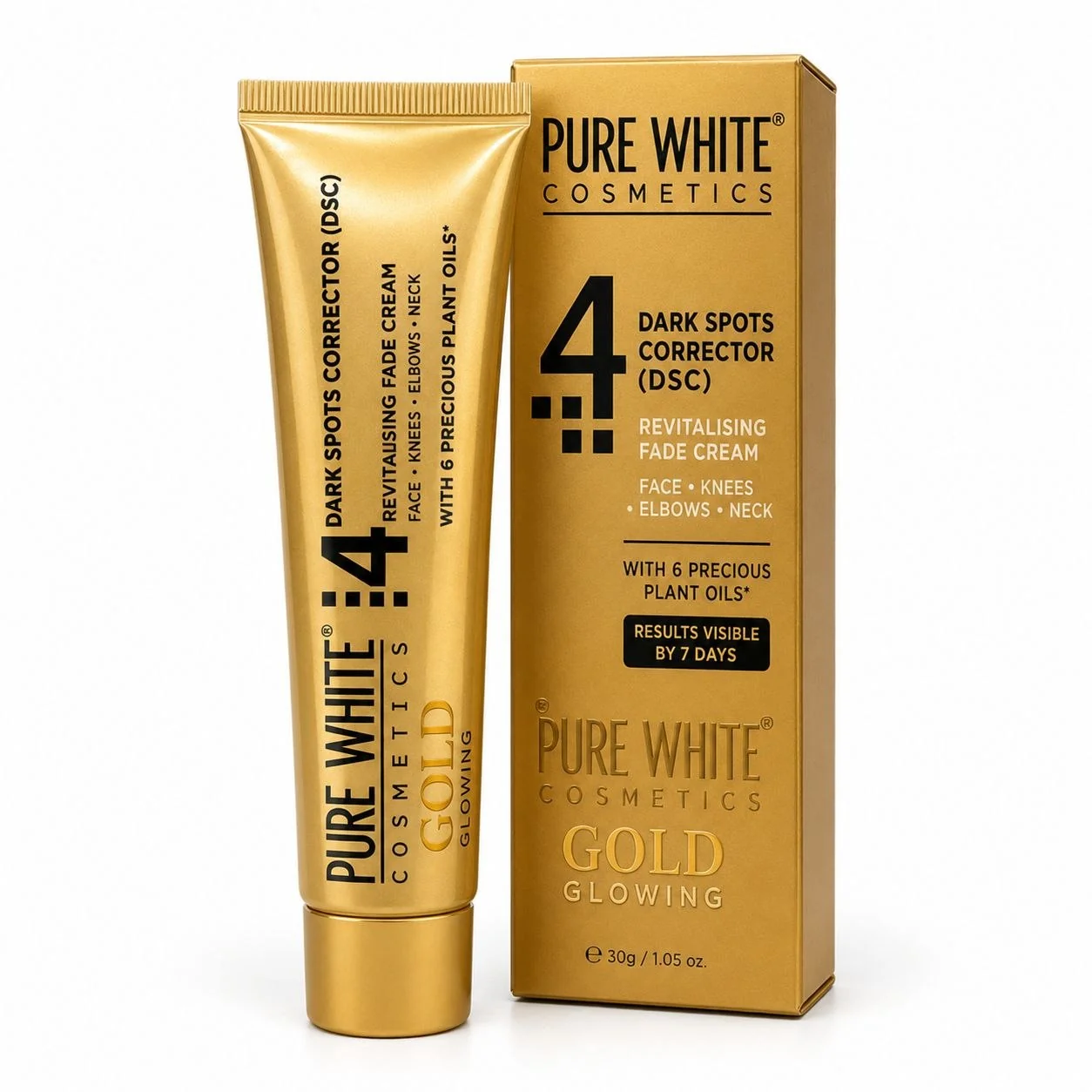 Pure White Cosmetics Gold Glowing 4 Dark Spots Corrector Cream - 30g
