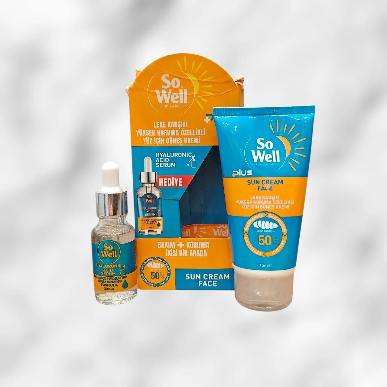 So Well Sun Cream Face SPF 50+ & Hyaluronic Acid Serum Pack